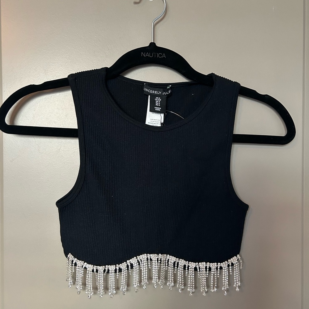 Black Sparkly Crop Top.